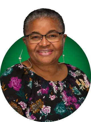 woman on a green background