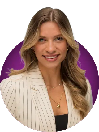 professional woman headshot on purple background