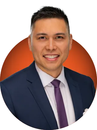 business man with tie on an orange background
