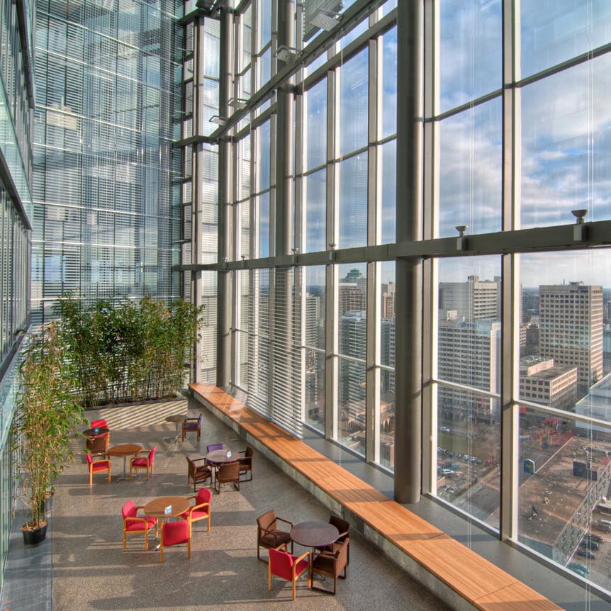 large open downtown office space with view