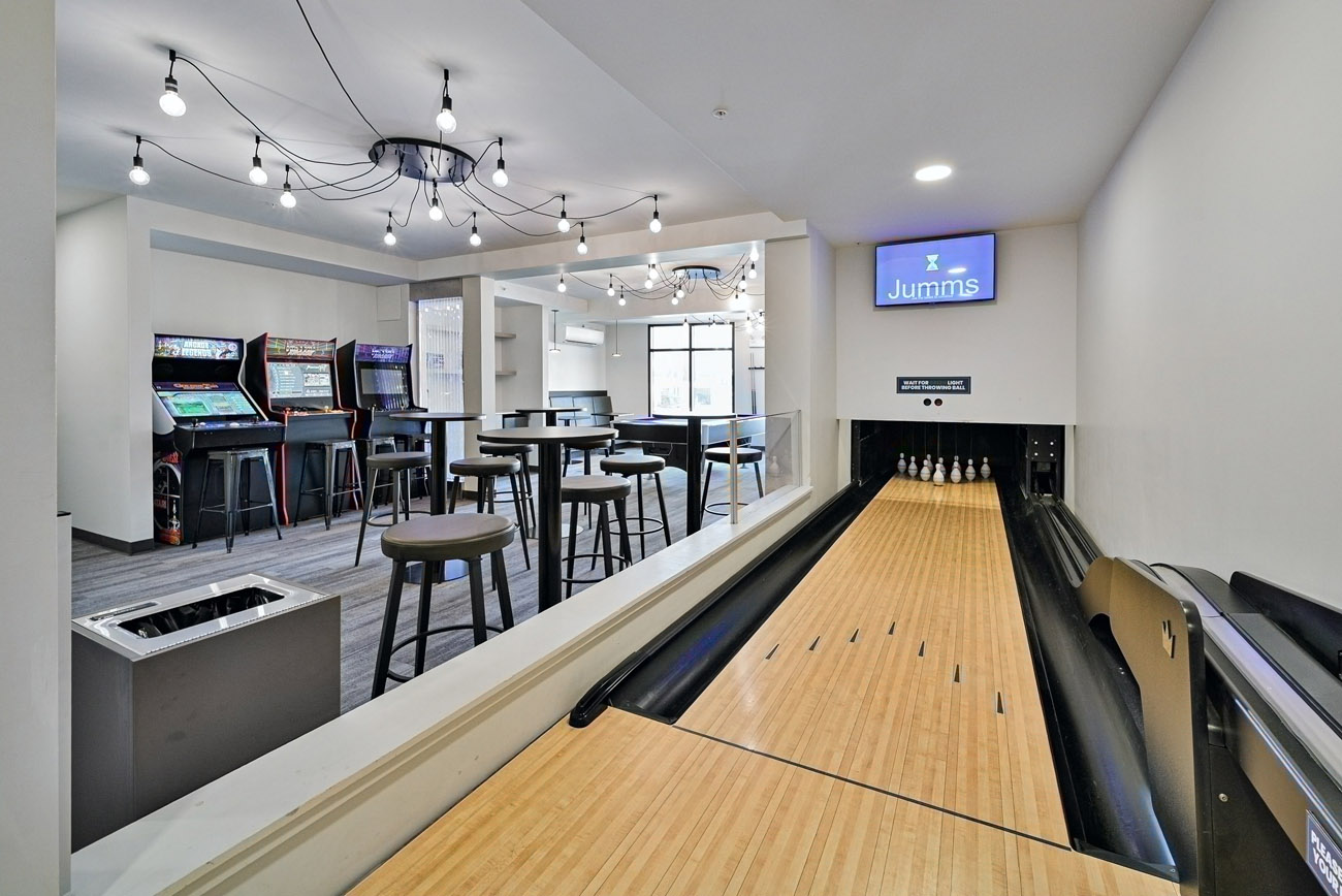 Bowling alley room at apartment complex