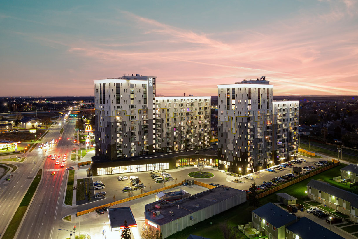Sunset Drone image of luxury hirise