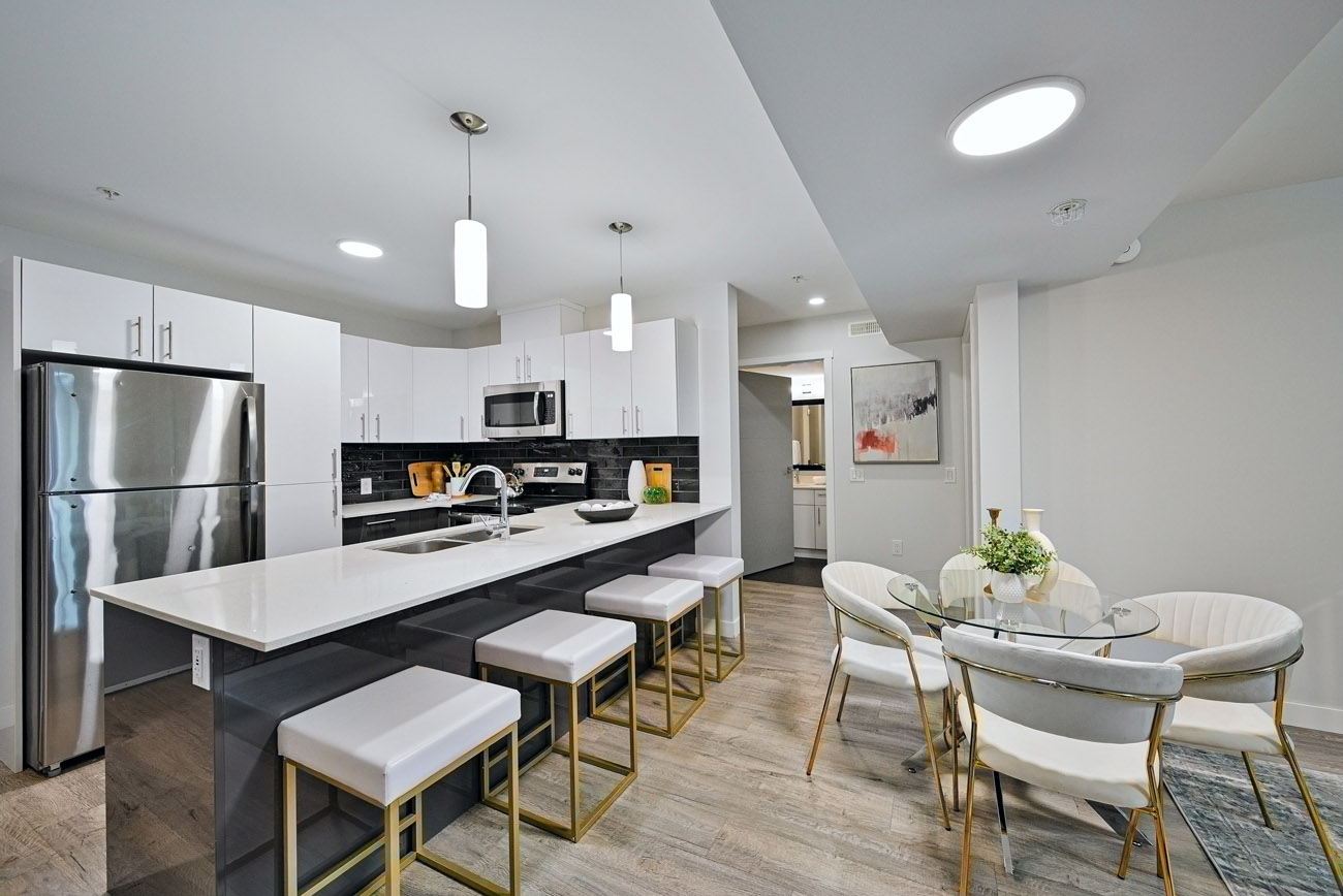 bright Kitchen and dining area